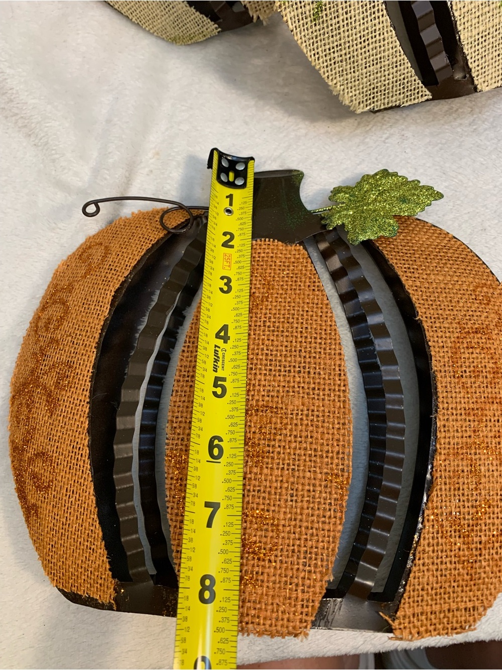 Set of 5 Metal & Fabric Rust Orange & Green Pumpkin Table Accent - Home Accents - Picture 5 of 8